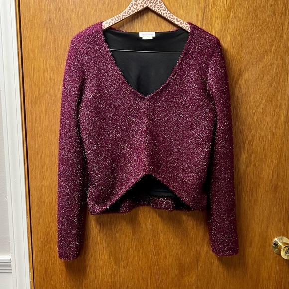 Lovers + Friends Gerona Sparkly Magenta Glitter Purple Pullover Top Small S - Picture 7 of 15